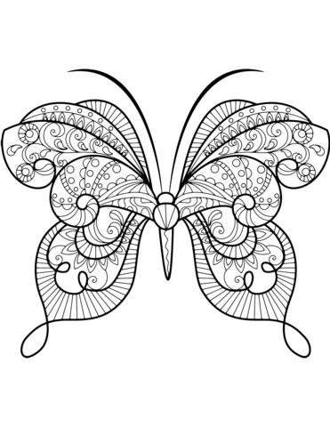 Advanced Butterfly Zentangle Coloring Page